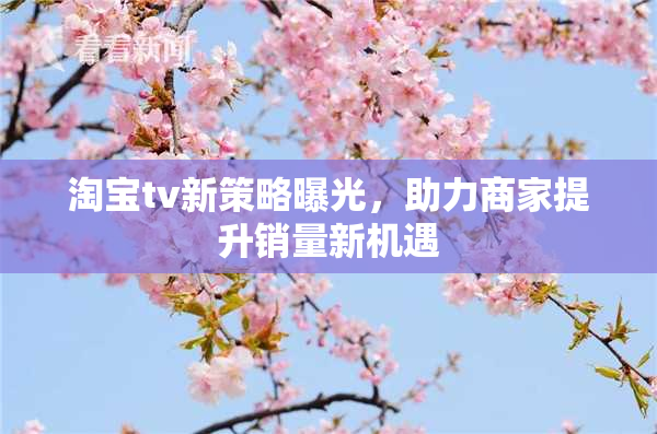 淘宝tv新策略曝光，助力商家提升销量新机遇