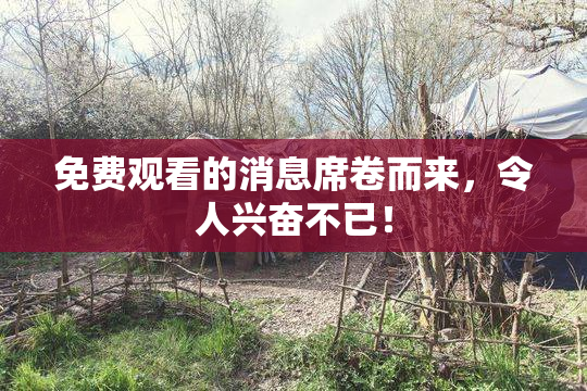 免费观看的消息席卷而来，令人兴奋不已！