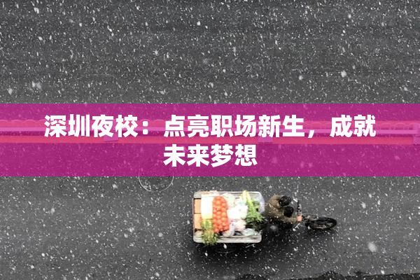 深圳夜校：点亮职场新生，成就未来梦想
