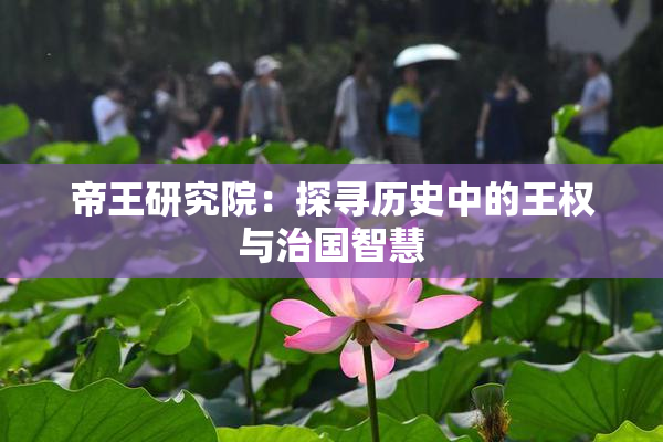 帝王研究院：探寻历史中的王权与治国智慧