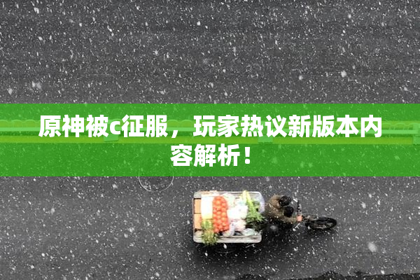 原神被c征服，玩家热议新版本内容解析！