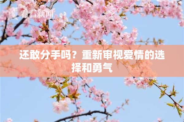 还敢分手吗？重新审视爱情的选择和勇气