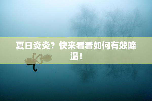 夏日炎炎？快来看看如何有效降温！