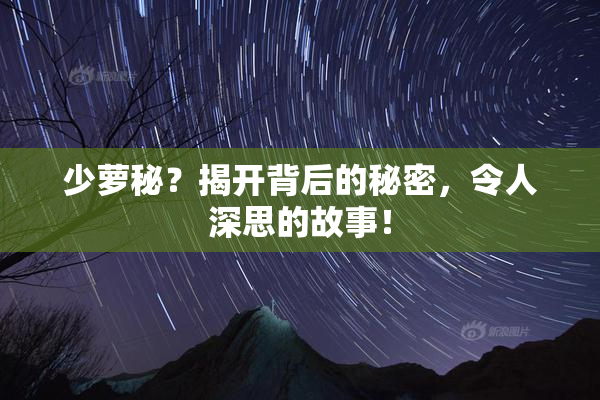 少萝秘？揭开背后的秘密，令人深思的故事！