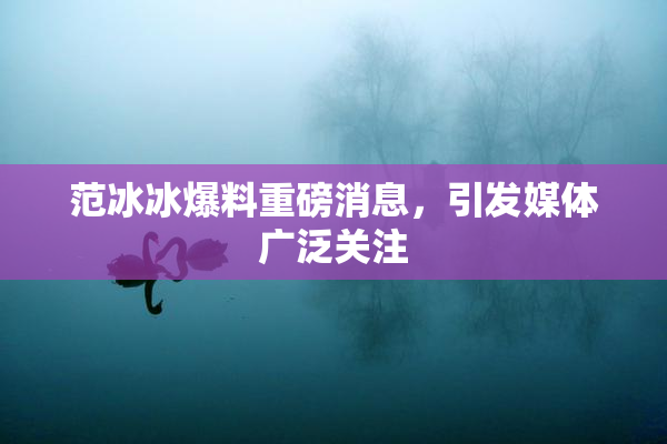 范冰冰爆料重磅消息，引发媒体广泛关注