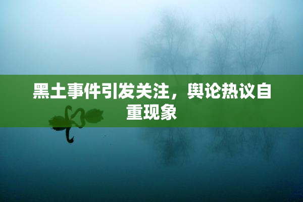 黑土事件引发关注，舆论热议自重现象